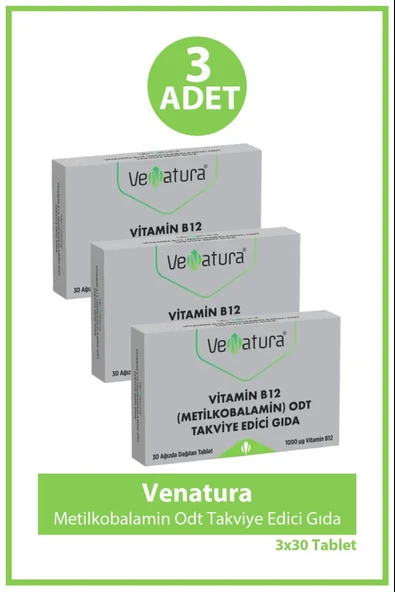 Venatura Vitamin B12 Metilkobalamin ODT 30 Tablet 3 Adet ürün görseli 1