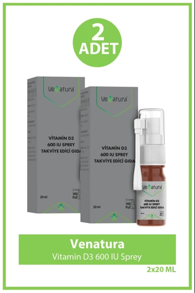 Venatura Vitamin D3 600 IU Sprey 20 ml 2 Adet ürün görseli 1