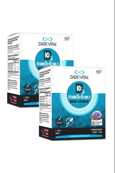 Zade Vital Vitamin D3K2 1000 IU Damla 20 ml 2 Adet ürün görseli 1