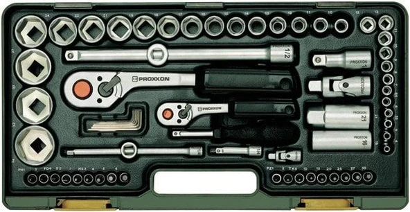 Proxxon 23286 Cırcır Kollu 65 Parçalı Lokma ve Bits Takımı 1/4'' ve 1/2'' ürün görseli 1