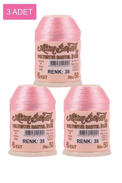 3 Adet Altınbaşak Oya ve Dantel İpi 20 gr - Royaleks - No: 038 ürün görseli 1