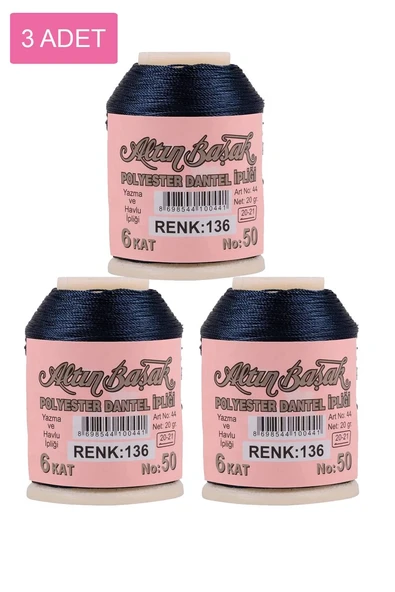 3 Adet Altınbaşak Oya ve Dantel İpi 20 gr - Royaleks - No: 136 ürün görseli 1