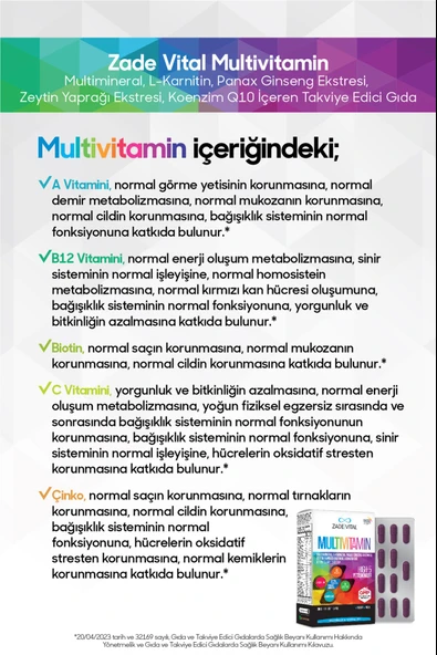 Zade Vital Multivitamin 30 Kapsül - Resim 5