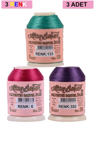 3 Adet Altınbaşak Oya ve Dantel İpi 20 gr - Royaleks - No: 006 - 352 - 133 ürün görseli 1