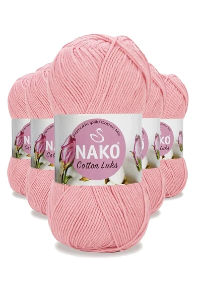 5 Adet Cotton Lüks Yelek Tunik Kazak Bluz Hırka İpi Yünü Açık Pembe 97548 ürün görseli 1