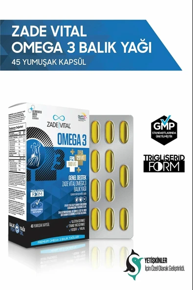Zade Vital Omega 3 Balık Yağı Premium 45 Kapsül ürün görseli 1