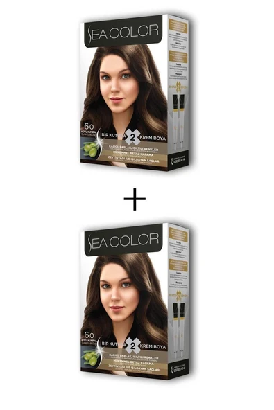 2X2 Tüp Krem Saç Boyası Seti Koyu Kumral No:6.0 ürün görseli 1