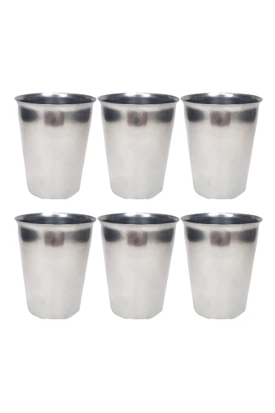 6 Adet Paslanmaz Çelik Krom Bardak 9 x 7,5 x 5,5cm ürün görseli 1