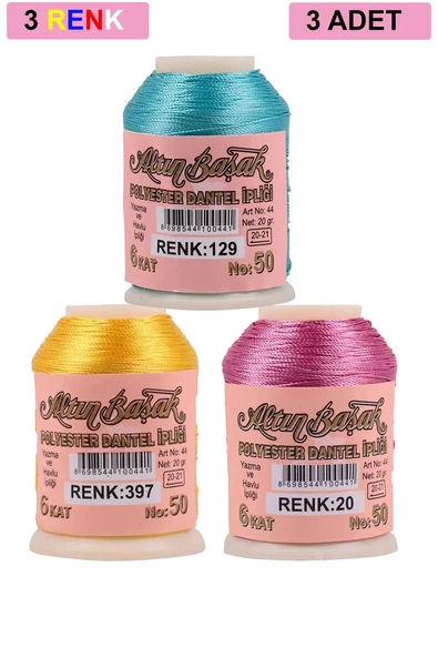 3 Adet Altınbaşak Oya ve Dantel İpi 20 gr - Royaleks - No: 397 - 020 - 129 ürün görseli 1