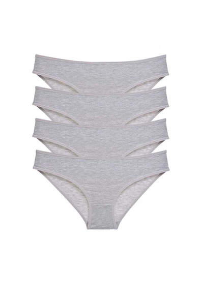 4 adet Süper Eko Set Likralı Kadın Slip Külot Gri ürün görseli 1