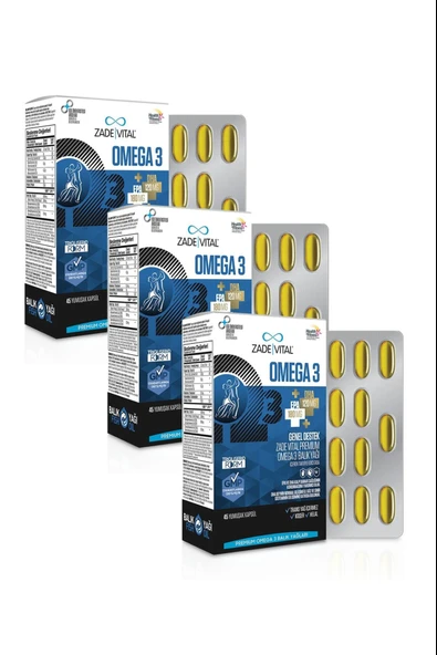 Zade Vital Omega 3 Balık Yağı Premium 45 Kapsül 3 Adet ürün görseli 1