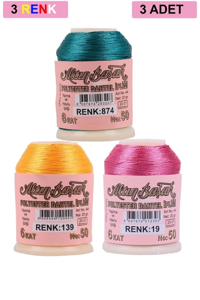 3 Adet Altınbaşak Oya ve Dantel İpi 20 gr - Royaleks - No: 139 - 019 - 874 ürün görseli 1