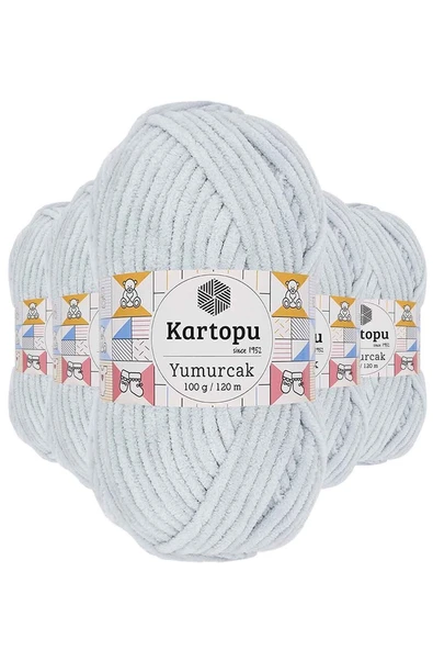5 Adet Yumurcak Kadife El Örgü İpi Açık Gri K919 ürün görseli 1