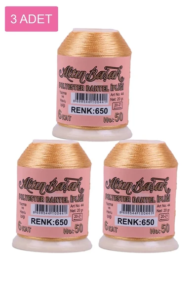 3 Adet Altınbaşak Oya ve Dantel İpi 20 gr - Royaleks - No: 650 ürün görseli 1