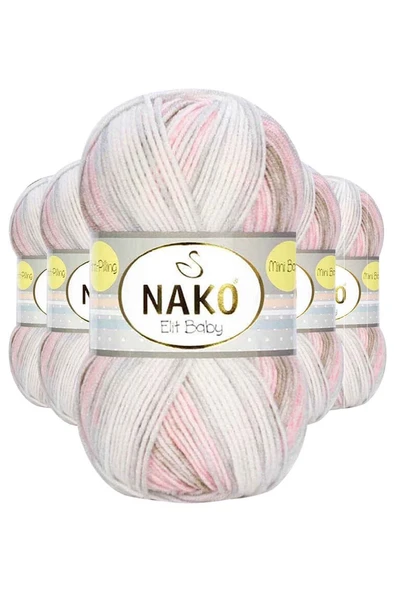 5 Adet Mini Batik Bebe El Örgü İpi Kahveli Pembe 32463 ürün görseli 1