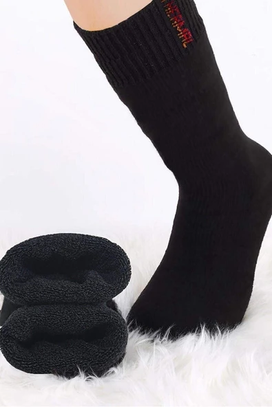 Siyah Termal Kalın Kışlık Havlu Çorap Erkek Kadın Unisex Pamuk ürün görseli 1