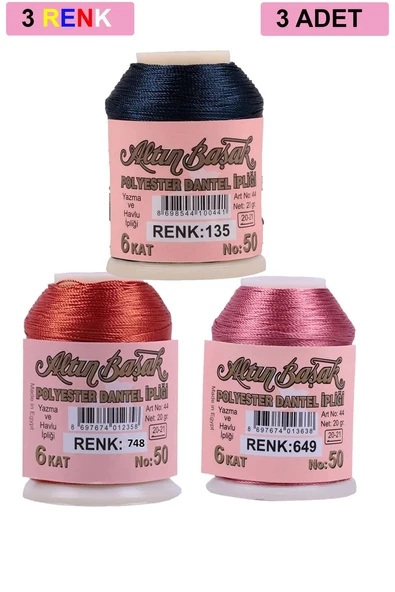 3 Adet Altınbaşak Oya ve Dantel İpi 20 gr - Royaleks - No: 748 - 649 - 135 ürün görseli 1