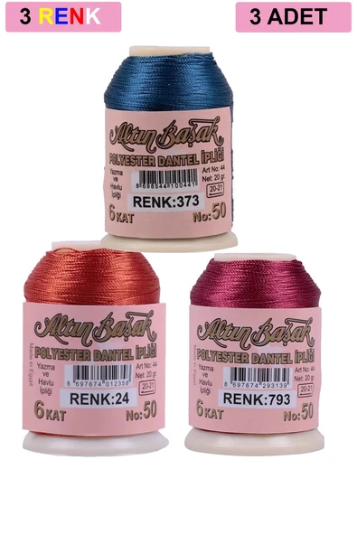 3 Adet Altınbaşak Oya ve Dantel İpi 20 gr - Royaleks - No: 024 - 793 - 373 ürün görseli 1