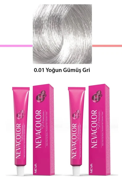 2 li Set Premium 0.01 Yoğun Gümüş Gri - Kalıcı Krem Saç Boyası 2 X 50 g Tüp ürün görseli 1