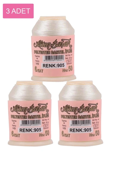 3 Adet Altınbaşak Oya ve Dantel İpi 20 gr - Royaleks - No: 905 ürün görseli 1