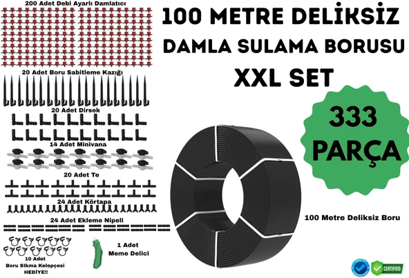 100 METRE DELİKSİZ DAMLA SULAMA BORUSU VE XXL SULAMA SETİ- 16 mm ürün görseli 1