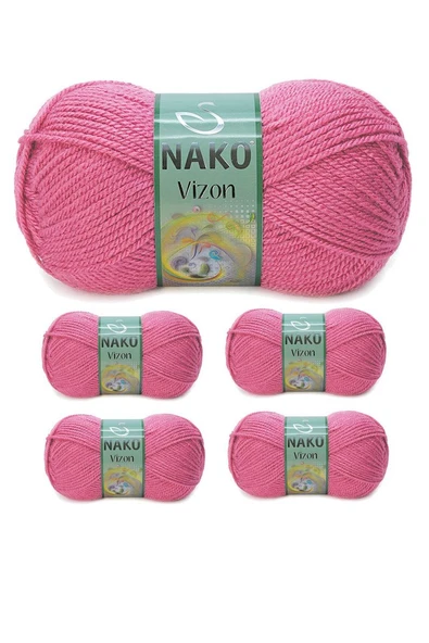 5 Adet Vizon Premium Akrilik El Örgü İpi Yünü Renk No:180 Kuru Gül ürün görseli 1
