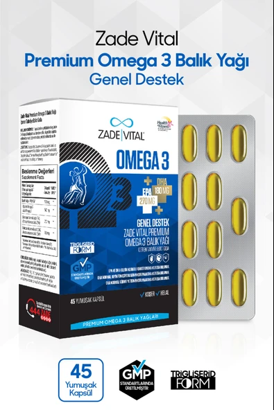 Zade Vital Omega 3 Balık Yağı Premium 45 Kapsül ürün görseli 1