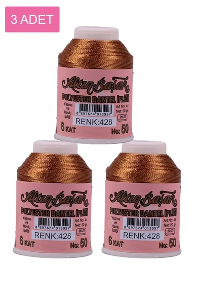 3 Adet Altınbaşak Oya ve Dantel İpi 20 gr - Royaleks - No: 428 ürün görseli 1