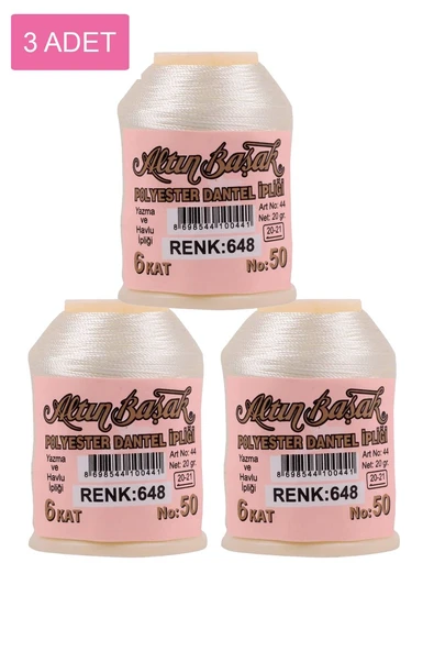 3 Adet Altınbaşak Oya ve Dantel İpi 20 gr - Royaleks - No: 648 ürün görseli 1