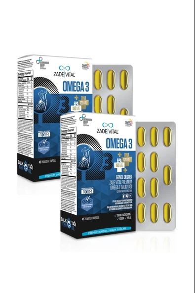 Zade Vital Omega 3 Balık Yağı Premium 45 Kapsül 2 Adet ürün görseli 1