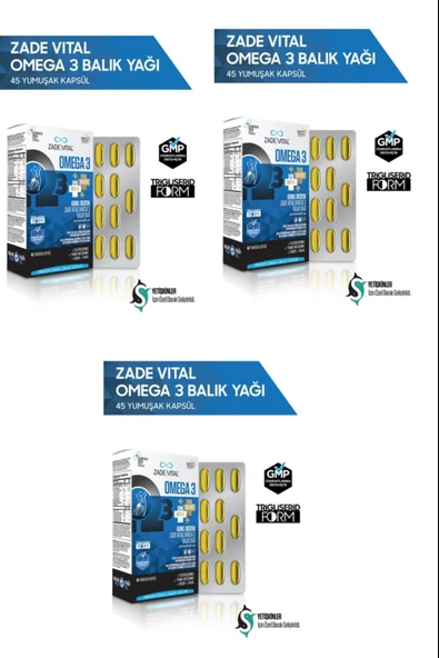 Zade Vital Omega 3 Balık Yağı Premium 45 Kapsül 3 Adet ürün görseli 1