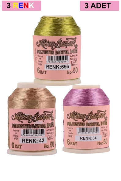 3 Adet Altınbaşak Oya ve Dantel İpi 20 gr - Royaleks - No: 042 - 034 - 656 ürün görseli 1