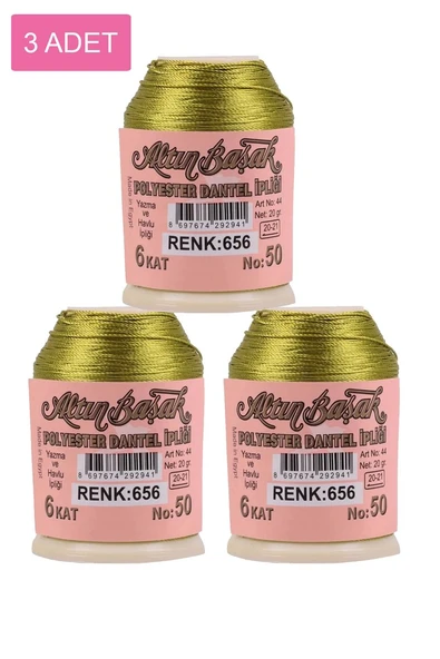 3 Adet Altınbaşak Oya ve Dantel İpi 20 gr - Royaleks - No: 656 ürün görseli 1