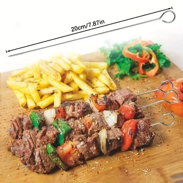 10 Adet Paslanmaz Çelik Mangal Şişi Seti – 20 Cm Metal Çöp Şiş Ve Izgara Şişleri ürün görseli 1