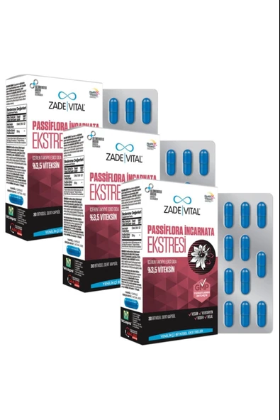 Zade Vital Passiflora 30 Kapsül 3 Adet ürün görseli 1