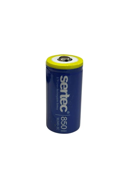 Sertec 3.7v Li-ion 16340 - 850 Mah 3c Başlı Şarjlı Pil ürün görseli 1