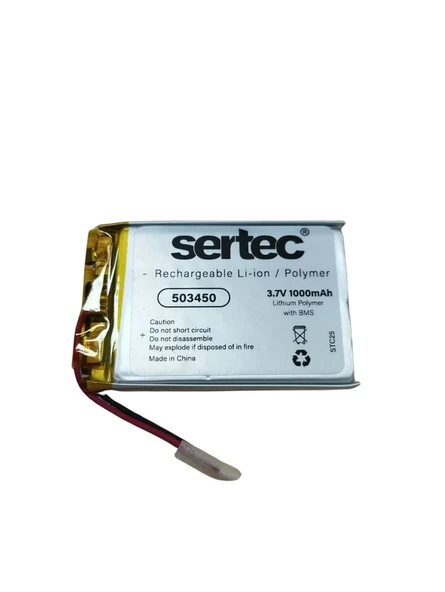Sertec 503450 3.7v 1000 Mah Li-polymer Pil (devreli/1.5a) ürün görseli 1