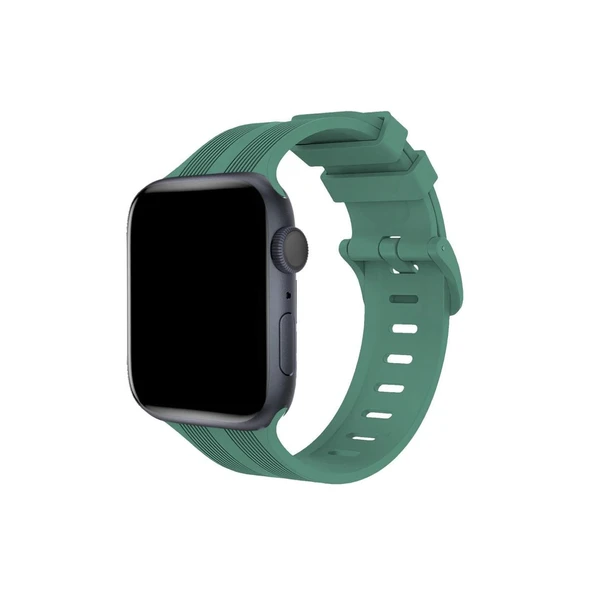 Apple Watch 38mm Kr408 Çizgili Silikon Kordon (saat Değildir) - Yeşil ürün görseli 1