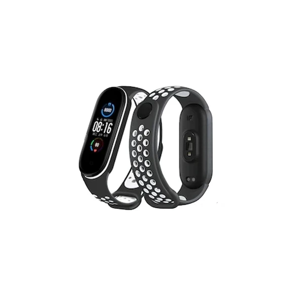 Xiaomi Mi Band 4 Spor Delikli Kordon (saat Değildir) - Siyah-beyaz ürün görseli 1