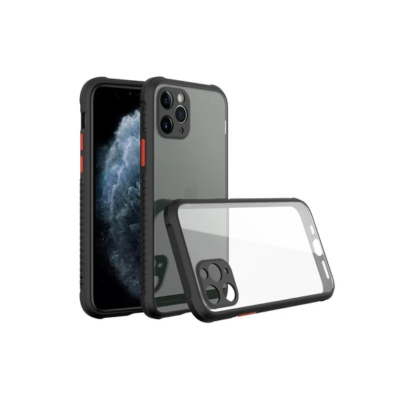 Apple İphone 11 Pro Kılıf Miami Şeffaf Silikon - Siyah ürün görseli 1