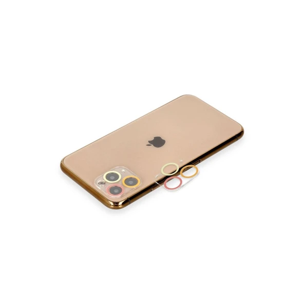 Apple İphone 11 Pro Max Renkli Kamera Lens Koruma Cam - Turuncu-kırmızı ürün görseli 1