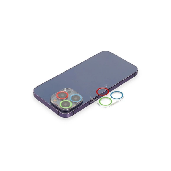 Apple İphone 13 Pro Max Renkli Kamera Lens Koruma Cam - Mavi-yeşil ürün görseli 1