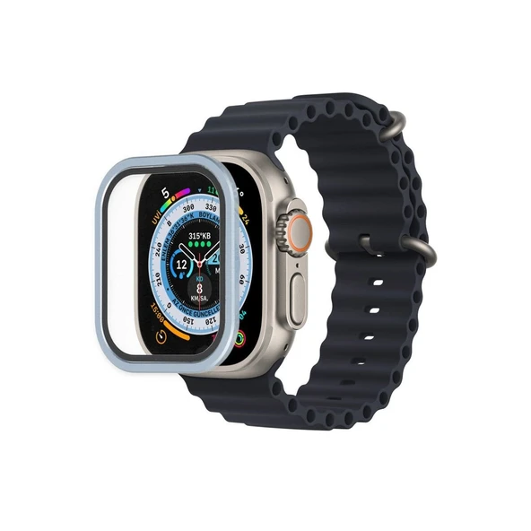 Apple Watch Ultra 49mm Alüminyum Kasa Cam Ekran Koruyucu - Mavi ürün görseli 1