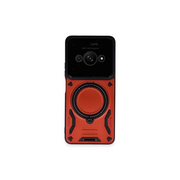 Xiaomi Poco C61 Kılıf Joy Lens Standlı Kapak - Kırmızı ürün görseli 1