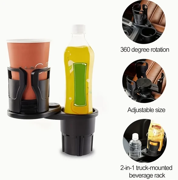 2’Si 1 Arada Ayarlanabilir Araç Bardak Tutucu, Genişleyebilir Üst Kısım 3”-6.2”, Şişe Adaptörü, Araba Organizatörü, Dayanıklı Taban, Ramblers Hydroflask Uyumlu, Araç Düzenleyic ürün görseli 1