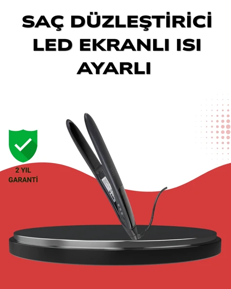 A Kalite 2025 Isı Ayarlı Titanyum Seramik Plakalı Profesyonel Saç Düzleştirici ürün görseli 1