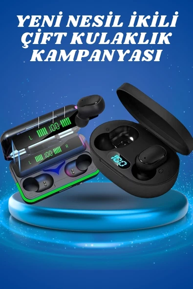 İkili Bluetooth Kulaklık Dijital Göstergeli Uzun Pil Ömrü Yüksek Ses Kaliteli ürün görseli 1