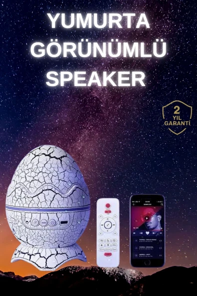 Yumurta Şeklinde Su Dalgalı Bluetooth Speaker Lamba Renkli Şarjlı ürün görseli 1