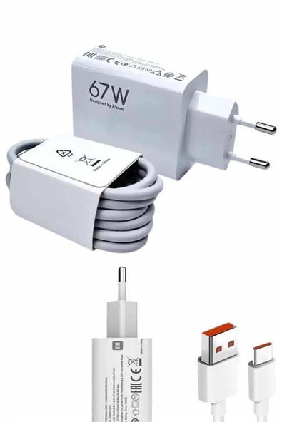Beyaz Hızlı Seti Adaptörü Kablosu 67W - Resim 5