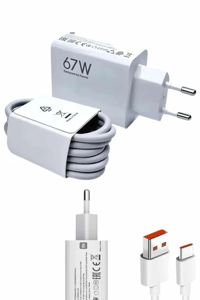 Beyaz Hızlı Seti Adaptörü Kablosu 67W - Resim 5